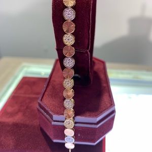 TRICOLOR 14 KT WOMENS BRACELET WITH DIAMOND